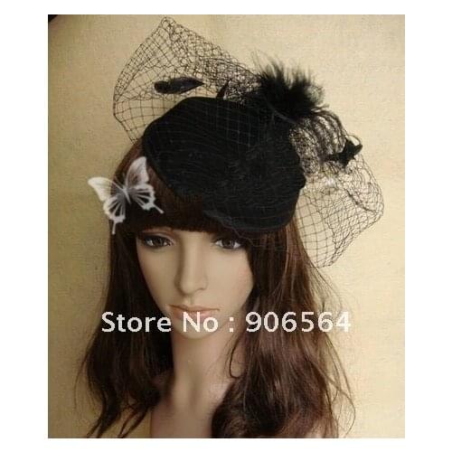 Felt Fashion New Handmade Bridal Veiling Net Feather Fascinator Hat Vintage Headpiece Multiple Colors Whole Sale And Retail M29