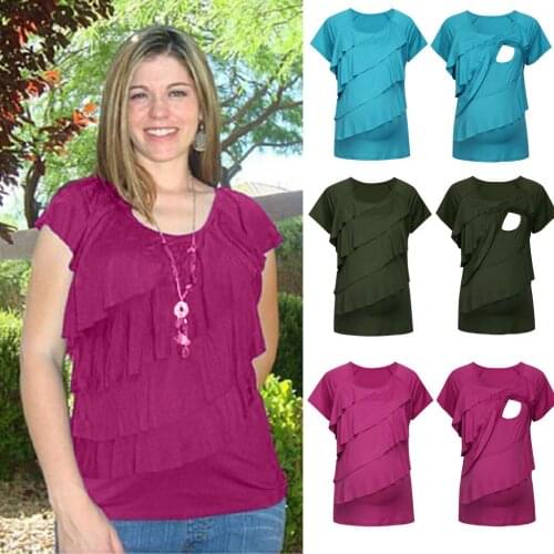 3Pcs Womens Maternity Breastfeeding T-Shirt Clothes for Pregnant Women Soft Solid Short Sleeve Nursing Tops Maternity Clothes