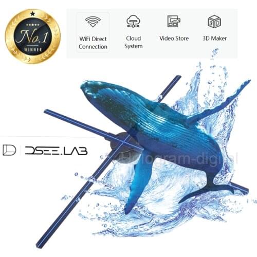 WiFi App Cloud Dseelab 65x 3D Holographic Projector Hologram Player Naked Eye LED Display Fan Advertising Light