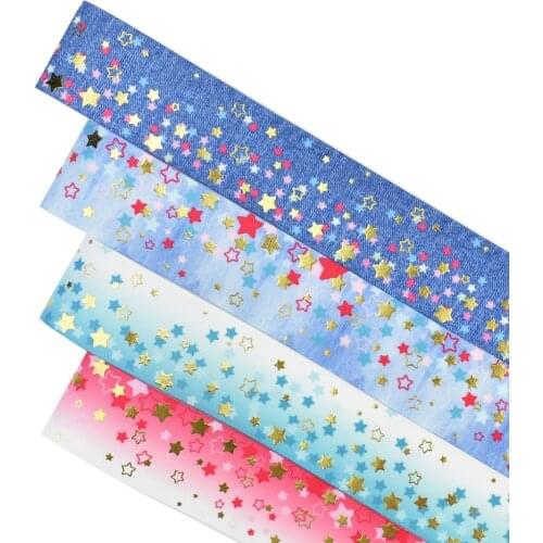 HSDRibbon Free Shipping 38mm 1-1/2inch hsd-design custom star Pattern on Grosgrain Ribbon