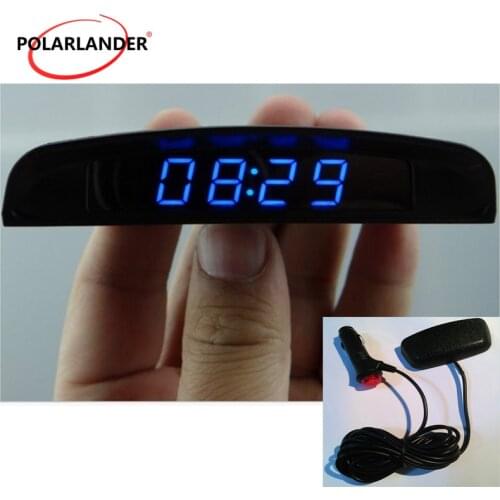3 In 1 Interior Temperature Meter Voltmeter Four display modes Car Auto Digital LED Car Electronic Clock Auto Accessories 12V