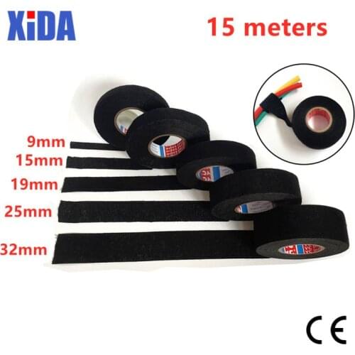 15meters New Tesa Type Coroplast Adhesive Cloth Tape For Cable Harness Wiring Loom Width 9/15/19/25/32MM Leg Loom Protection New