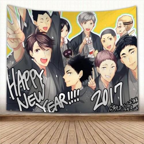 Nice Haikyuu Anime Tapestry Colorful Psychedelic Decorative Carpet Wall Fabric For Living Room Bedroom Tapestries Accessories