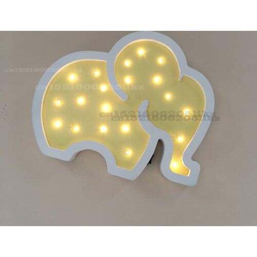 Creative Ins Wood Elephant Shape LED Lamp Wall Decoration Small Night Light Childrens Room Bedside Lamp Ornaments