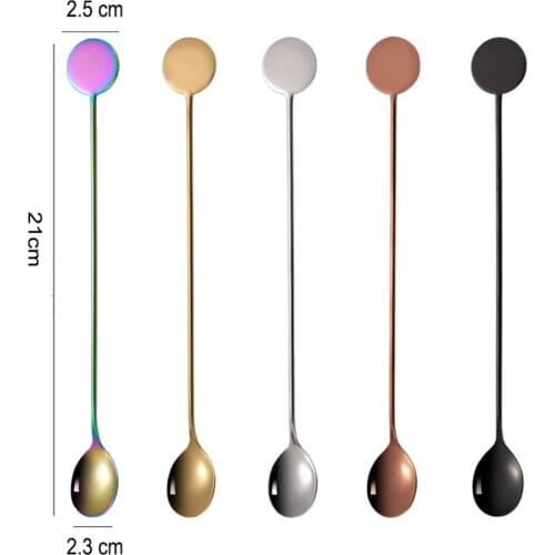 Long Handle Stirring spoon Ice scoop 304 Stainless Steel Cocktail spoon Coffee Spoon Tea Home Kitchen Tableware Spoons