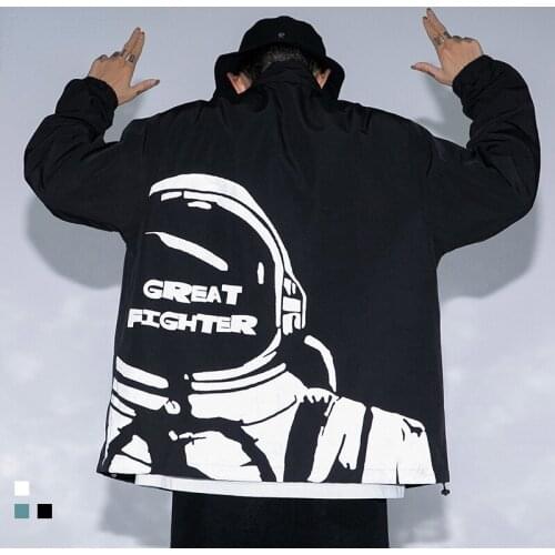 Lovers Wear Men and Women Fashion Street Trend Shirt Mens Reflective Astronaut Coach Jacket Male Loose Ins Tide Brand Jacket