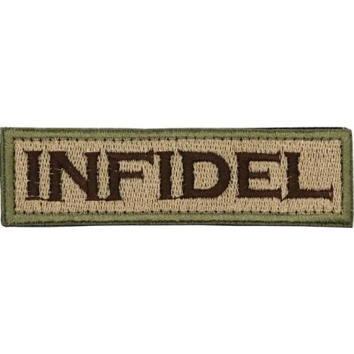 INFIDEL Embroidery Patch Slogan Patches Military Army Embroidered Badges Tactical Applique Patches Emblem For Cap