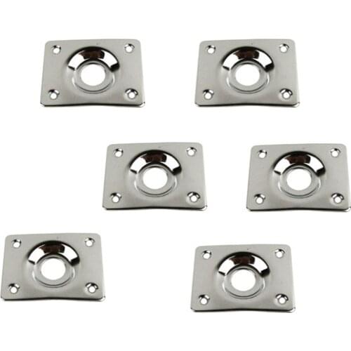 NEW 6pcs Metal Square Guitar Jack Plates JackPlate Cover Chrome Guitar Accessories