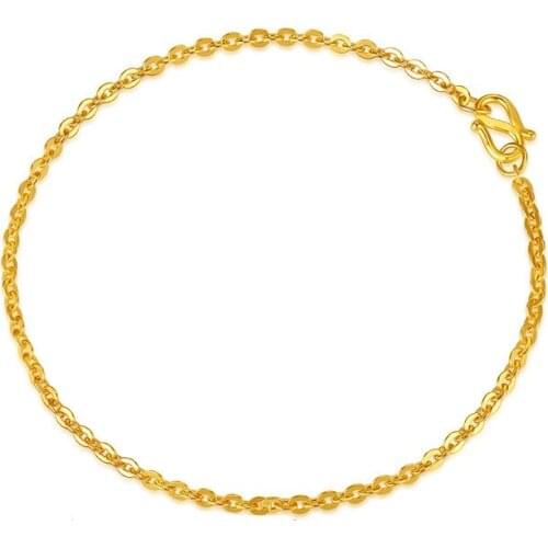 New Pure 999 24K Yellow Gold Chain Women O Link Bracelet 6.7inch
