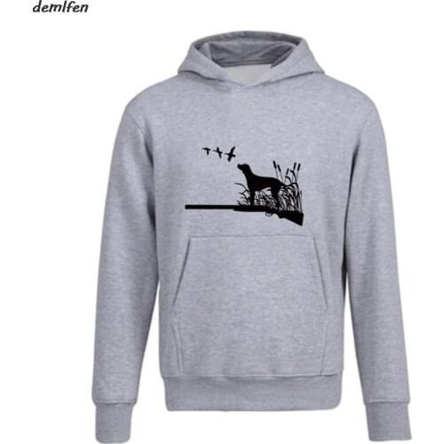 New Huntings Dog Ducks Gun Hunters Hoodie Demlfen Funny Men Fleece Hoody Sweatshirt Casual Casual Cool Tops