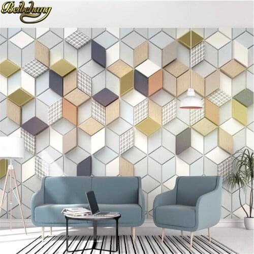 Beibehang custom Geometric rhombus plaid pattern Mural Wallpaper For Walls 3 D Photo Wall Paper For Living Room Sofa Backdrop