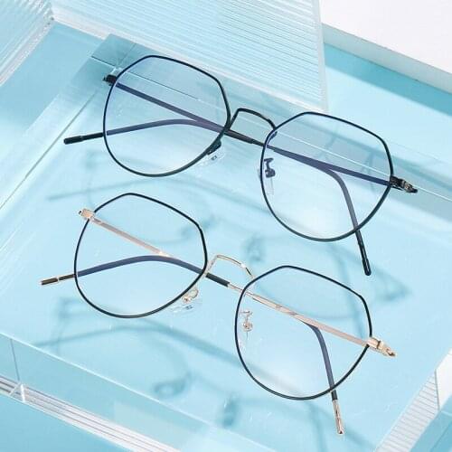 Anti-blue Light Glasses Photochromic Computer Goggles with PC Lens Metal Frame Vintage Style HSJ88