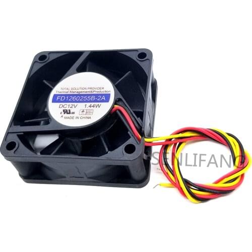 Original For Y.S.TECH FD1260255B 2A DC12V 1.44W 3pin 3wire 6025 60X60X25MM Cooling Fan