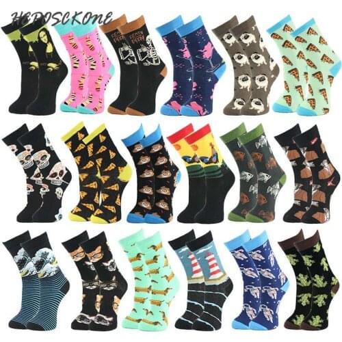 Autumn Winter Style Harajuku Japanese Fashion Jacquard Animal Print Cotton Colorful Hipster Funny Men Socks Chaussette Homme
