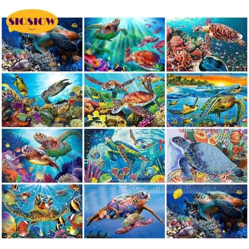 Full Set DIY Sea Turtle 5d Diamond Painting Rhinestones Turtles Cross Stitch Kit Diamond Embroidery Large Size Mosaic Home Decor