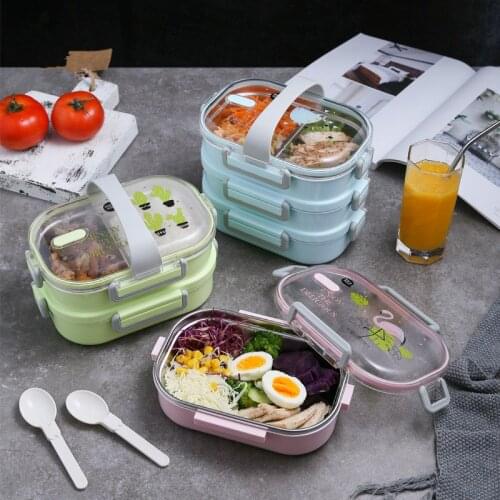 Portable Microwavable 304 Stainless Steel Lunch Box Multilayer compartment sealed lunch box Tableware Bento Box Lunch Box