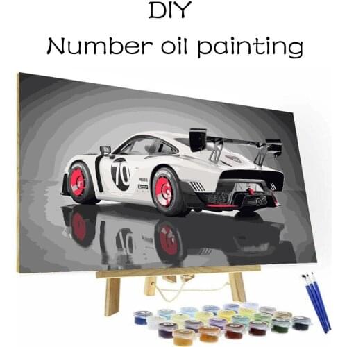 Adult Zero Based DIY Painting By Numbers Sports Car Poster Home Decoration Mural Acrylic Paint Color By Number Special Gift
