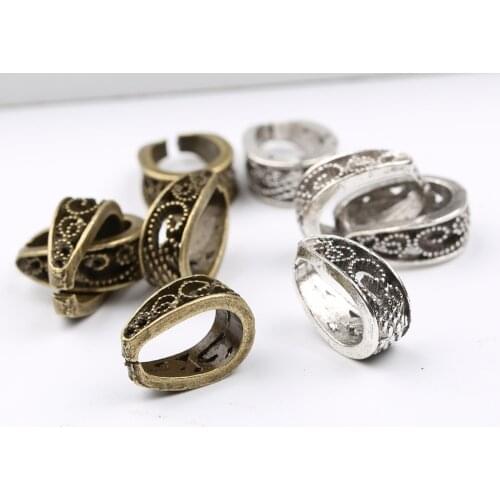 Reidgaller 50pcs pendant hook diy antique bronze silver bail connector findings for jewelry making 10x4mm