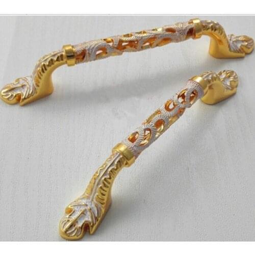 96mm 24k gold kitchen cabinet drawer pull knob white dresser cupboard door handle fashion deluxe furniture door hardware handle