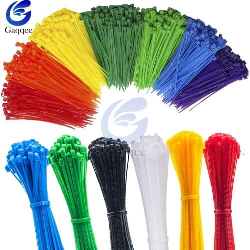 100Pcs 200mm Self-Locking Plastic Nylon Wire Cable Zip Ties Black Red Blue Cable Ties Fasten Loop Cable 12 Color 2.5x200mm