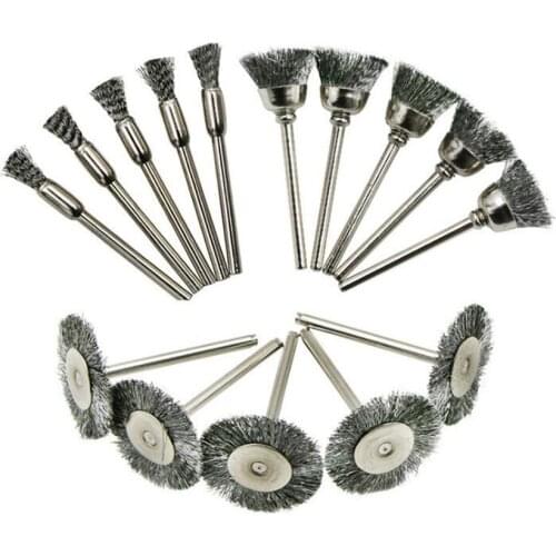 15/45pcs/set 6/15/25mm Grinding Head With Handle Wire Polishing Abrasive Brushes Electric Grinder Cleaning Rust Removal Tools