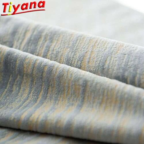 Modern Bronzing Art Curtains for Living Room Blue/Grey Golden Chenille Blackout Curtains for Bedroom Fashion Window Drapes *VT