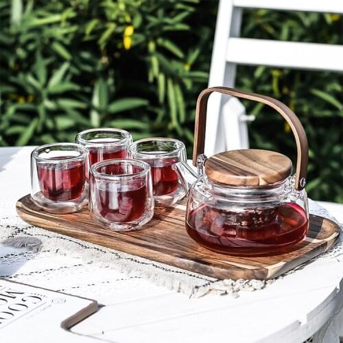 Glass Teapot Set High-temperature Resistant Fruit Tea Cups Five Pieces Set Drinking Set Gift Transparent Flower Pot