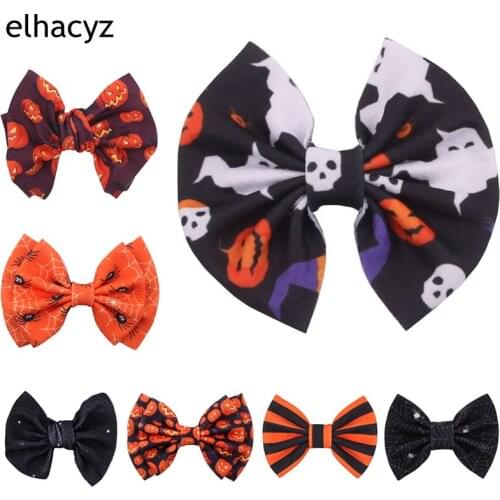 1PC New Halloween Waffle Fabric Hair Bow Clip For Girls Popular Kids Trendy Halloween Headwear DIY Hair Accessories