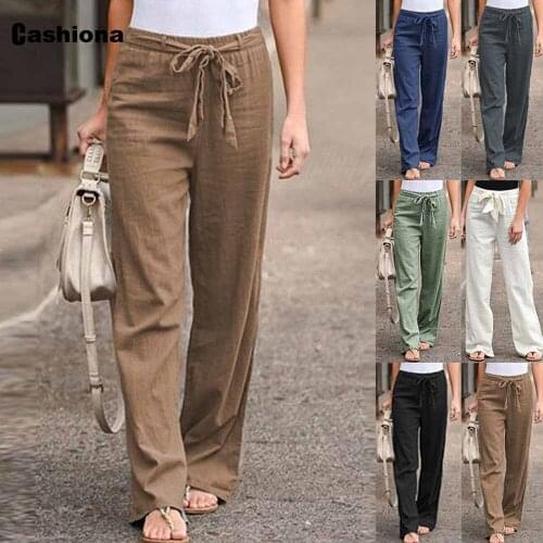Cashiona 2021 Plus size 3xl Womens Pants 2021 Summer Casual Drawstring Trousers Female Ankle-Length Pants Loose Harem Pantalon