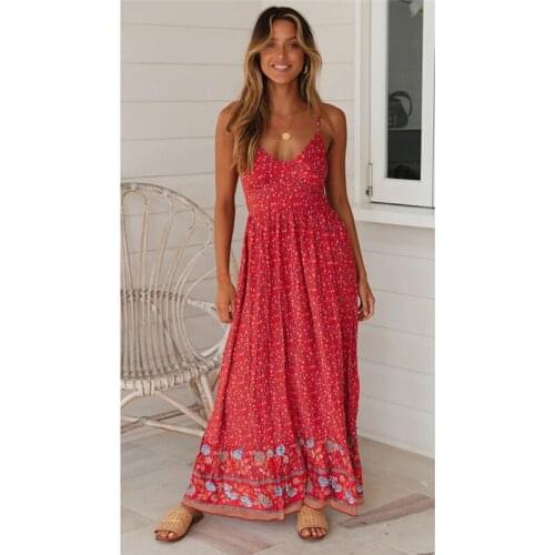 2021 Spaghetti Strap Dress Sundress Robe Dress Camis Backless Women Party Dress Summer Boho Beach V Neck Sexy Floral Dress