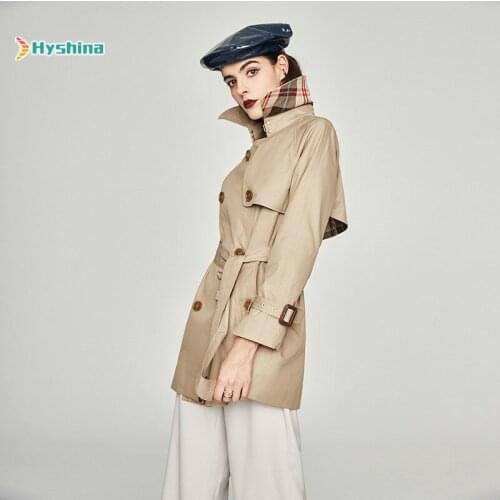 Womens Middle Long Trench Coat New Leisure Double Breasted Coat