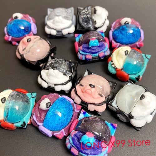 1pc Handmade Gaming Keycap Resin Space Dog Keycaps for MX Switch Mechanical Keyboard Individuality Keycap