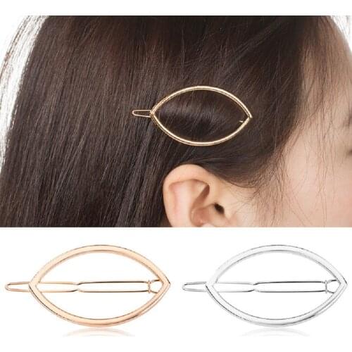 1 PCS Korea Simple Metal Hair Clips for Women Hollow Geometric Oval Hair Clips Gold Silver Color Hairpins Hair Accessories Drop