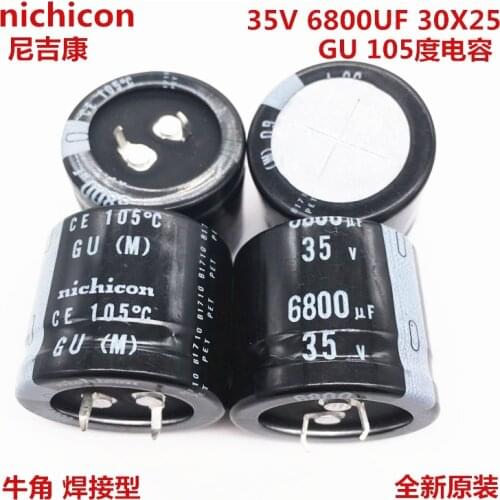 2PCS/10PCS 6800uf 35v Nichicon GU 30x25mm 35V6800uF Snap-in PSU Capacitor