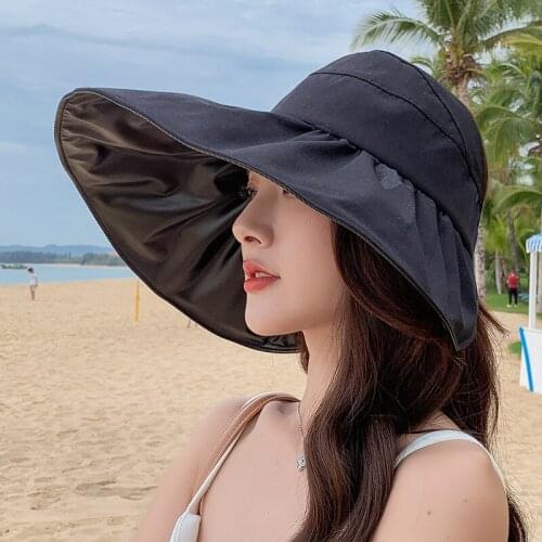 2021 Hollow Top Sunhat Summer UV Protection Sun Hat Outing Anti-Ultraviolet Big Eaves Sunscreen Vinyl Fisherman Hat