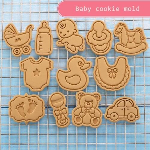 3d Cookie Mold Plastic Cartoon Baby Creative Biscuit Mold Household Three-dimensional Pressing Teddy Cookie Cutter Baking Tool