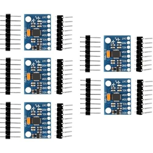 5pcs/lot GY-521 MPU-6050 3 Axis Accelerometer Gyroscope Sensor Module 16Bit AD Converter Data Output IIC I2C DIY Kit for Arduino