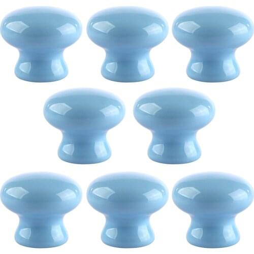 8pcs Small Ceramics Single Span Door Knob Furniture Handle Drawer Cupboard Kitchen Pull Handle Hardware - Blue / Pink/White