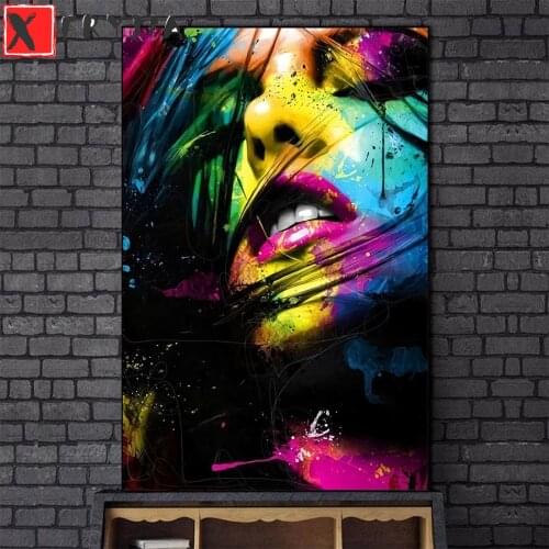 Diamond Painting Abstract graffiti art, sexy lips 5d Diamond Embroidery Full Display Diamond Mosaic Cross Stitch Decoration