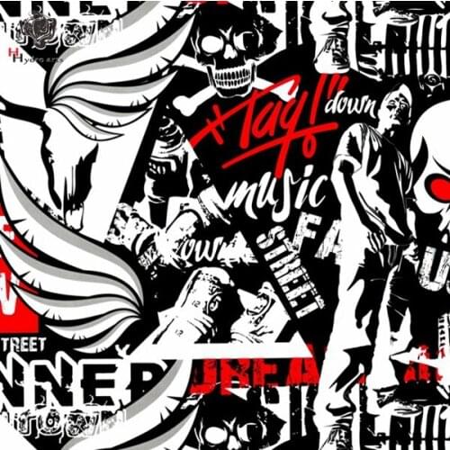 Free Shipping Black Red Colorful SKULL Hydrogarphic Film transfer hydro water transfer printin Aqua print film. 50cm HFD114