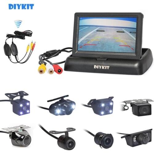DIYKIT Wireless 4.3inch Foldabel Car Monitor Night Vision Backup Reverse Camera Car Rear View Camera