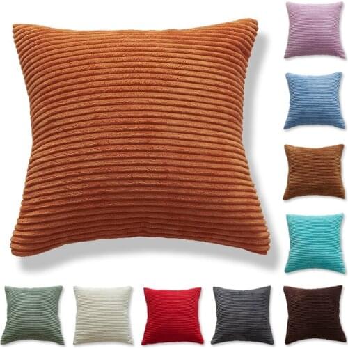 Nordic Cushion Covers Super-Soft Striped Velvet Corduroy Home Decorative Pillow Cover for Sofa 45x45cm (only Pillow Case)