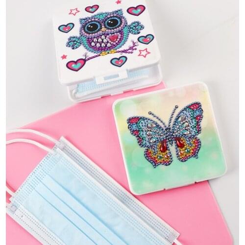 DIY Diamond Painting Craft Mask Storage Box Rhinestone DIY Decorative Mask Case Plastic Dustproof Dot Drill Craft Mask Holder