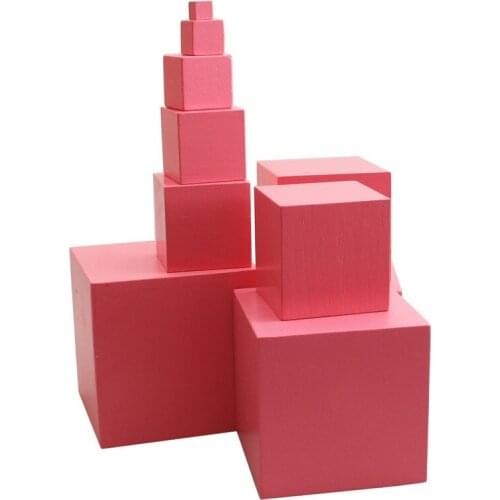 Home Montessori Toy Childrens Wooden Educational Toys Pink Tower Wooden Cubes Stack Fun Childrens Toys
