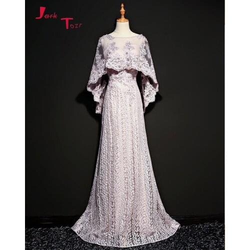 Jark Tozr New Arrive Tulle Shawl Crystal Pearls Appliques Lace Formal Evening Dresses China Shop Online Vestido De Festa