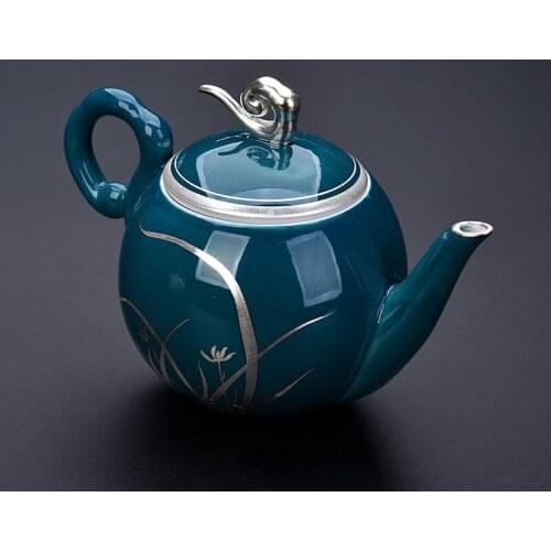 Handmade Ceramics, Japanese Agate Glaze, Silver Gilded Side Handle Teapot, Domestic Fission Teapot, Fair Cup, Handmade Tea Set