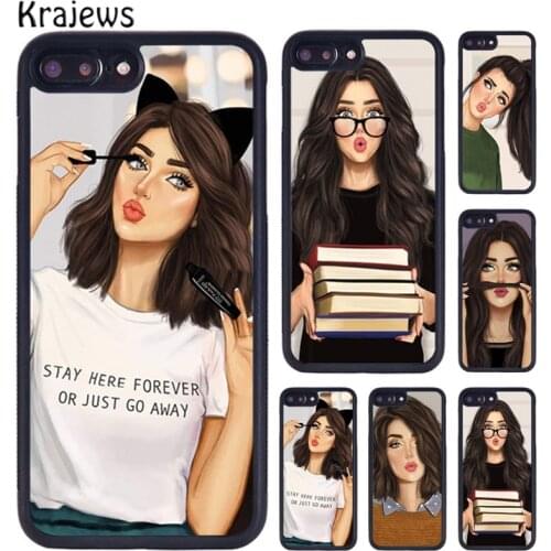 Krajews Brunette Blonde Girl Cute Phone Case For iPhone X XR XS 11 12 Pro MAX 5 6 6S 7 8 Plus Samsung Galaxy S7edge S8 S9 S10