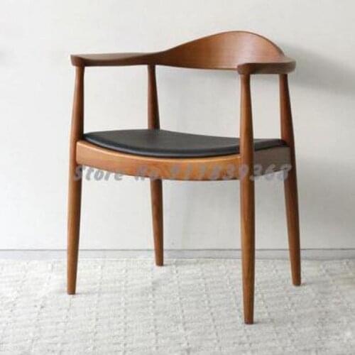 Presidential Chair Kennedy Ash Wood Horn Armrest Nordic Home Backrest Nail Chair Hiroshima Chair Solid Wood Dining Chair