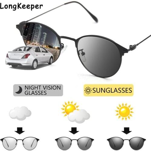 Multifunction Fashion Photochromic Polarized Sunglasses Men Round Anti Blue Light Glasses Women Driving Goggles Glasses Frame