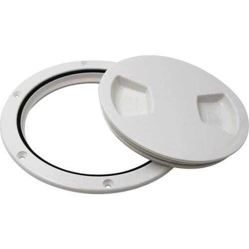Marine Deck Plate, 5-1/2 Inch Marine Hatch Cover Pull Out Inspection Hatch for Boat Kayak Canoe, White